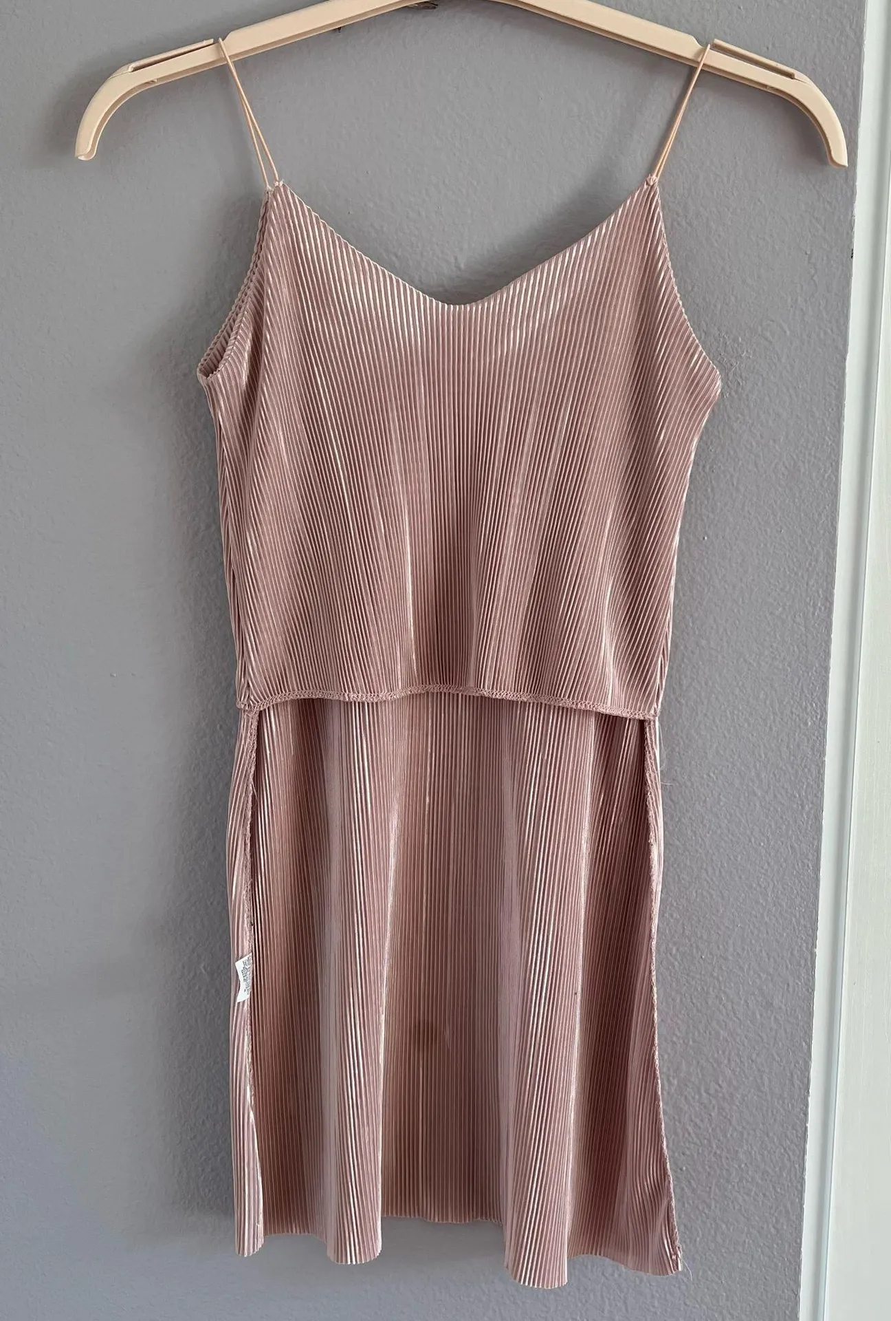Strappy Champagne Pink Mini Dress Size 4 - Image 5