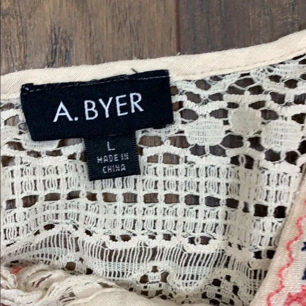 A. Byer embroidered cream top - Image 2