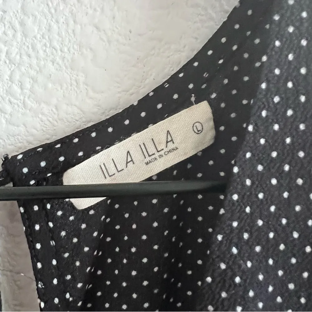 Illa Illa Polka Dot Wide Leg Smocked Waist Modest Jumpsuit Cropped Large - Image 5