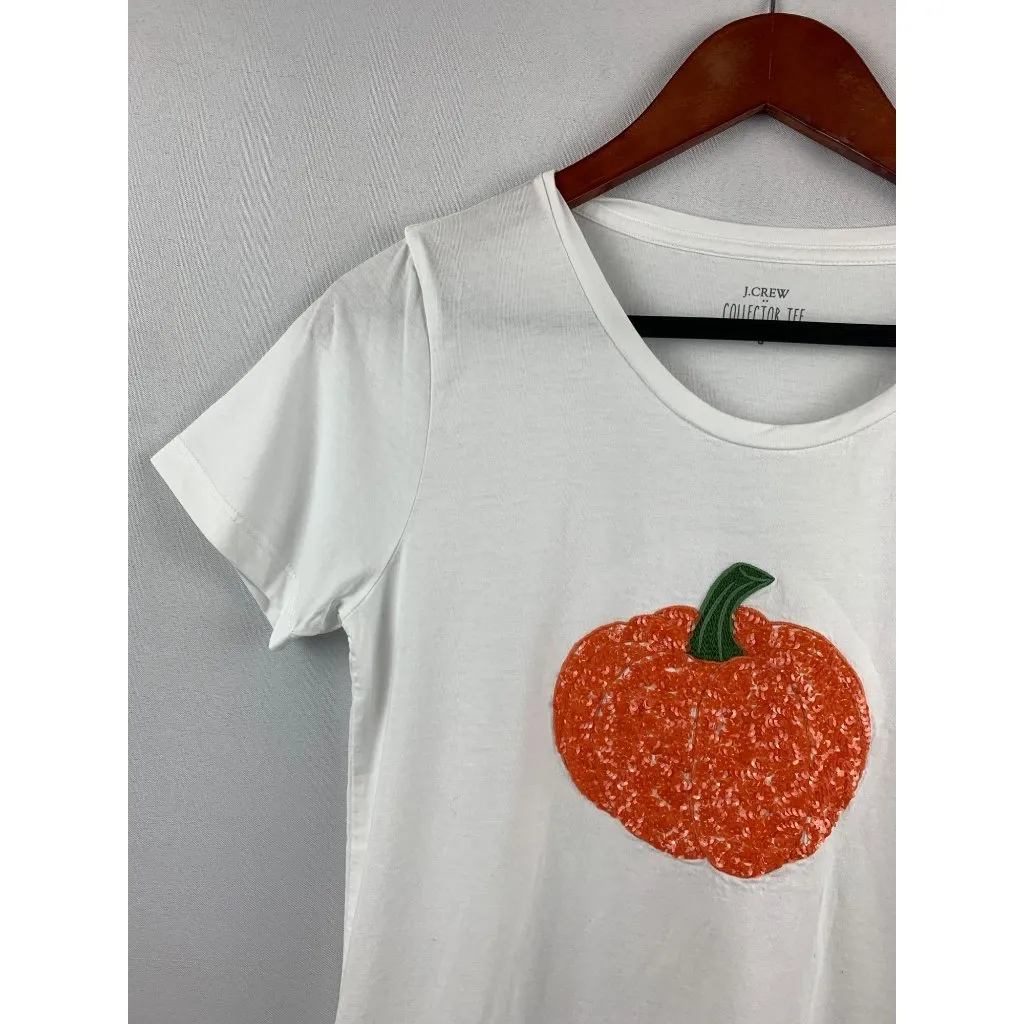 J.Crew Collector Tee With Sequined Pumpkin Print Orange - Image 3