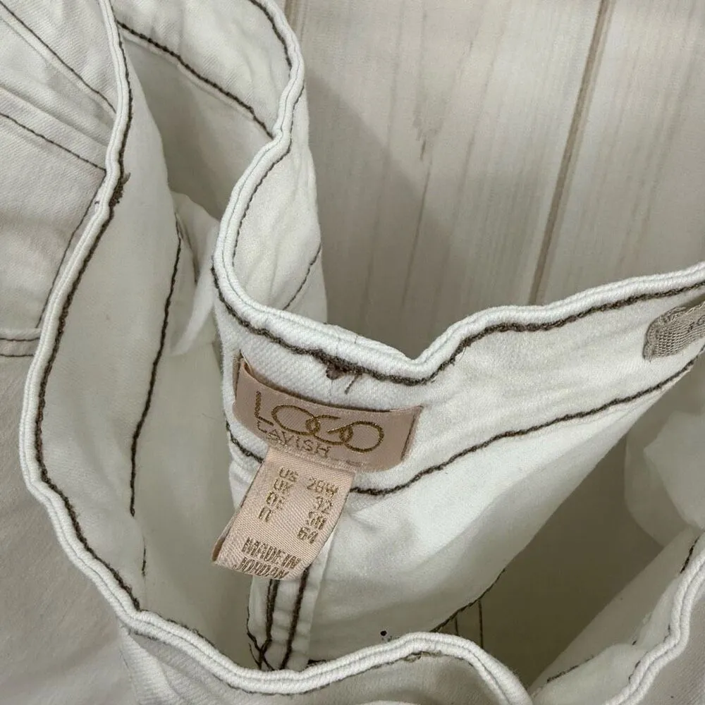 Logo Lavish Women’s 28W Lori Goldstein White Patchwork Jeans - Image 2