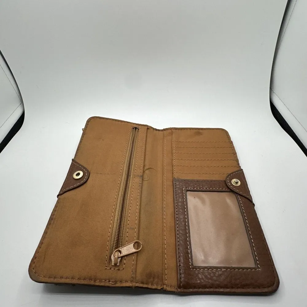 RELIC  brown wallet organizer snap zipper compartment slots EUC - Image 8