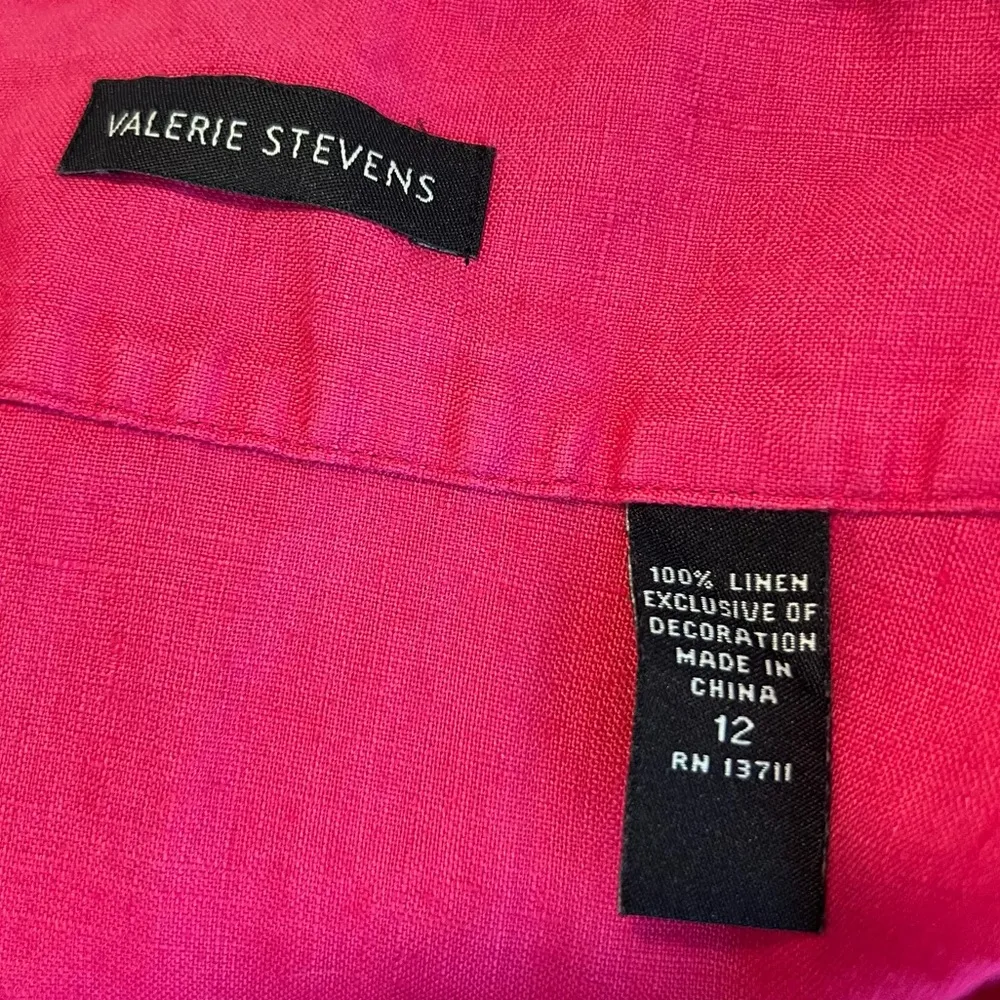 Valerie Stevens Pink Linen Embroidered Skirt Women’s Sz 12 Embellished 24” long - Image 5