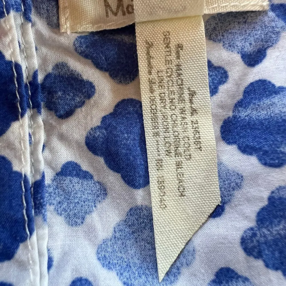 Matilda Jane Womens Blouse Top Smocked Ruffled Strap Geo Print Blue White Large - Image 14