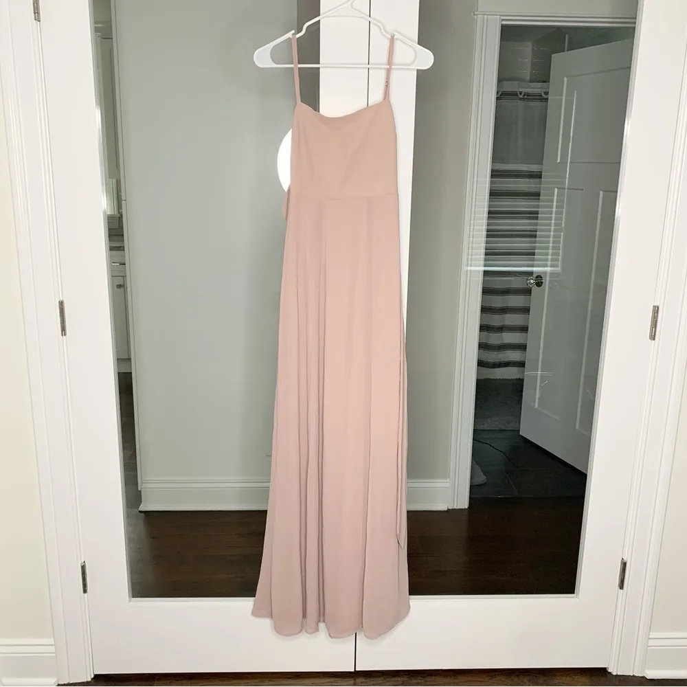 Show Me Your MuMu Lauren Tie Maxi Dress Neutral Mauve Chiffon Pink - Image 2