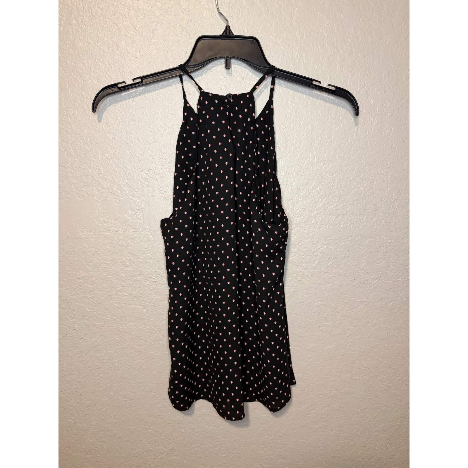 Nine Britton Women's Black Sleeveless Halter Top Pink Floral Dots Size M - Image 2