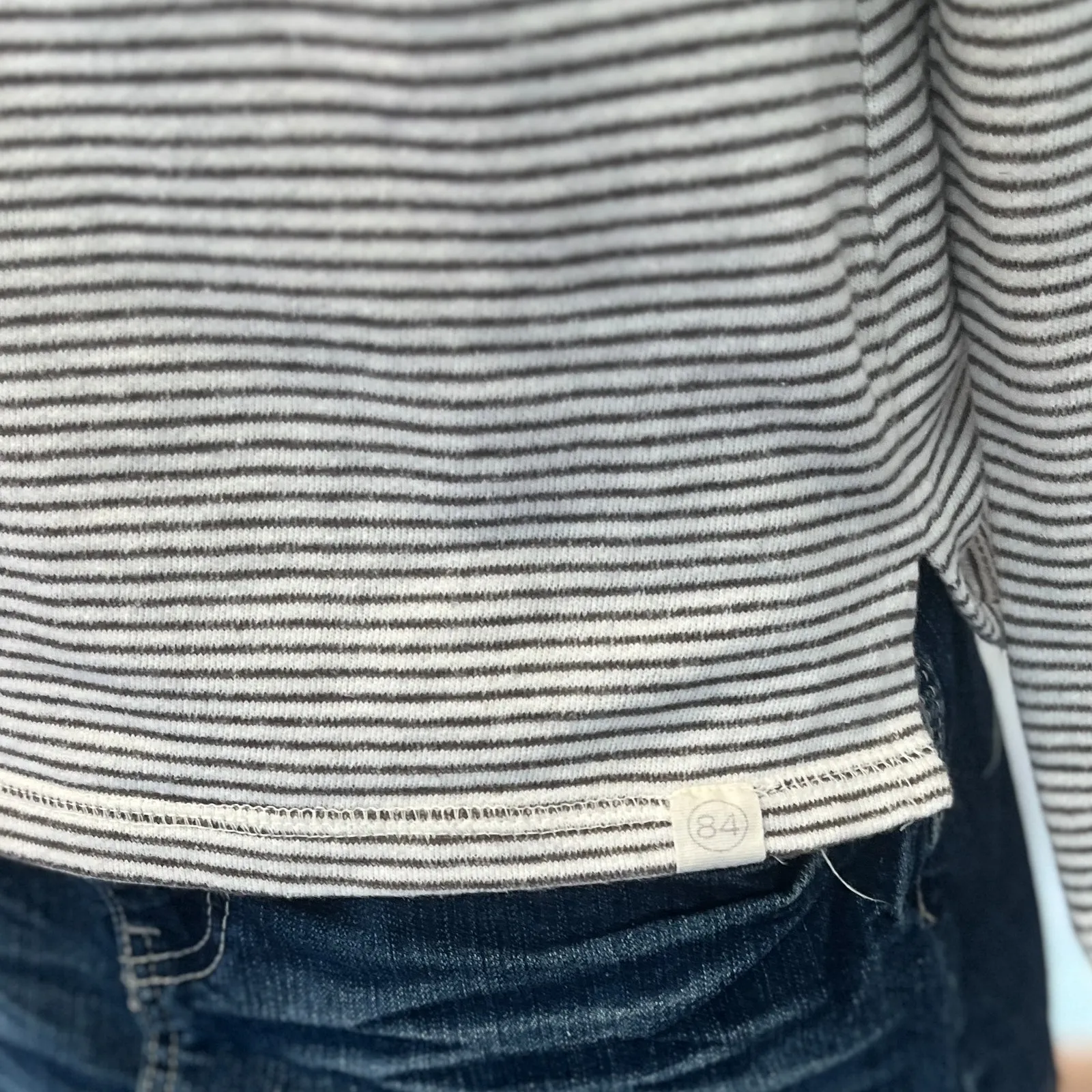 Gray and White Stripe Pullover Lacrosse Varsity Letter Crew Neck Sweatshirt - Image 7