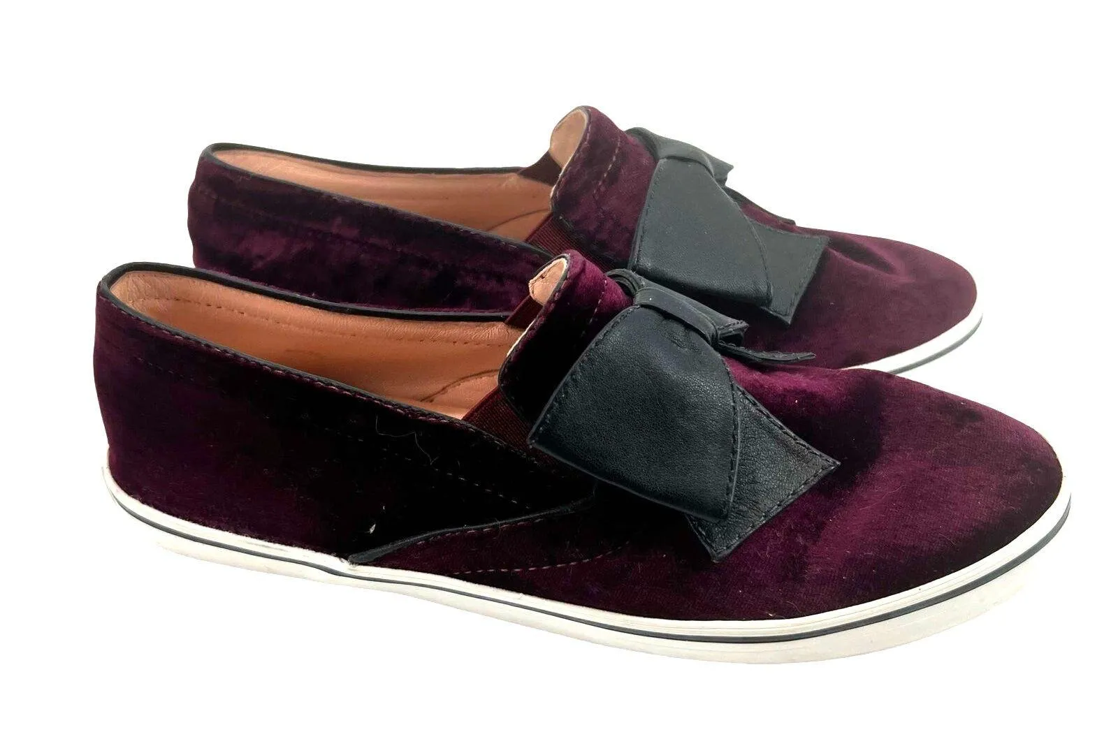 Kate Spade Delise 2 burgundy velvet leather bow slip on accent sneakers size 6.5 - Image 2