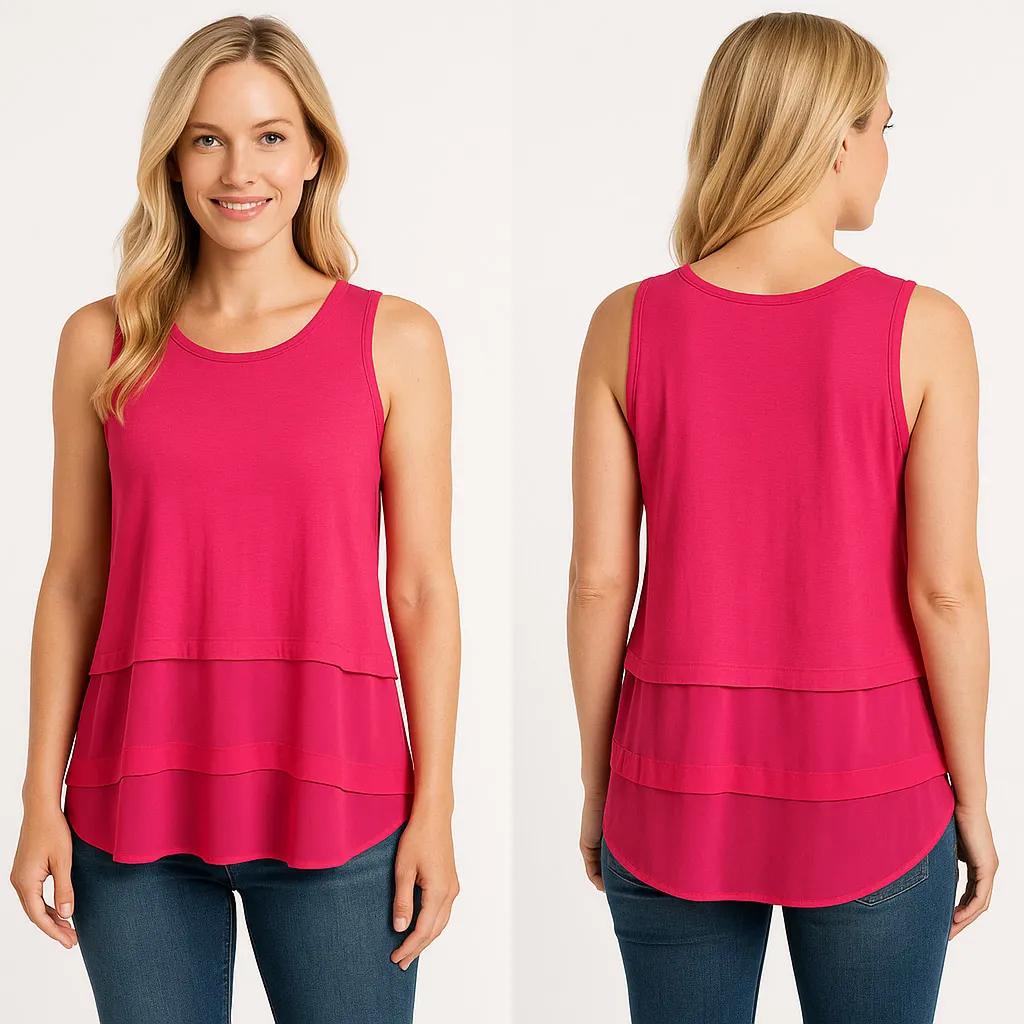 Women's Michael Kors Pink Layered Tank Top M - Image 2