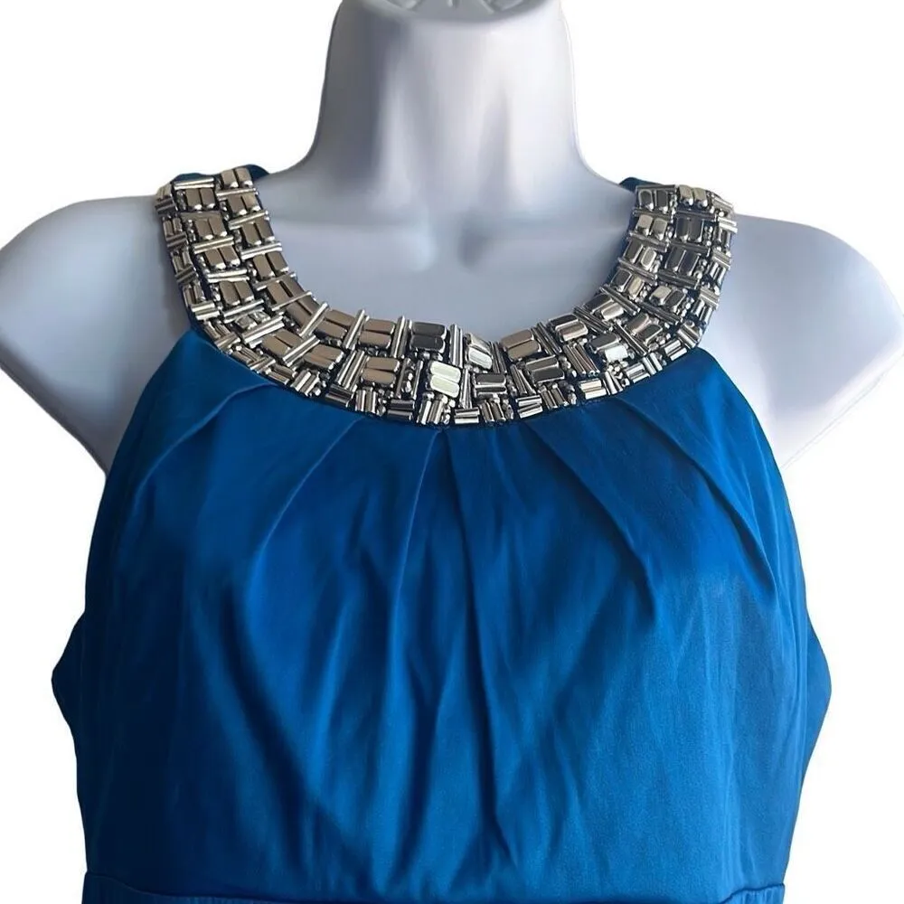 B. Darlin 7/8 Juniors Blue Bodycon Bandage Beaded Neckline Dress Cocktail Prom - Image 4