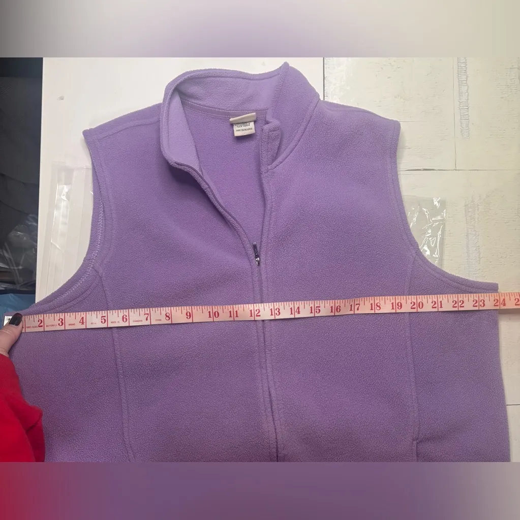 L.L. Bean Lavender Purple Fleece Stretch Full Zip Vest Size 1X Timeless Outdoor - Image 3