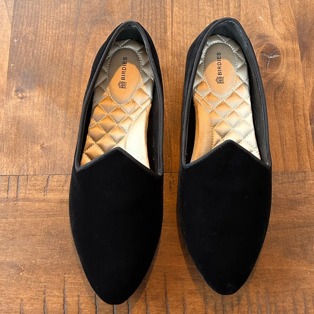 Birdies Women’s Black Velvet Loafers Flats Size 8.5 - Image 2