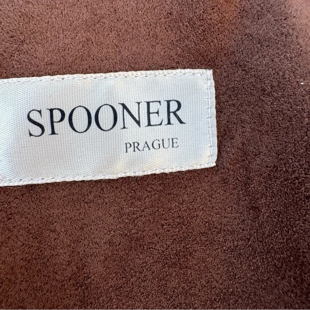 Vintage Spooner Prague Brown Ultrasuede Mid Length Ruched Sleeve Car Coat Size 4 - Image 8