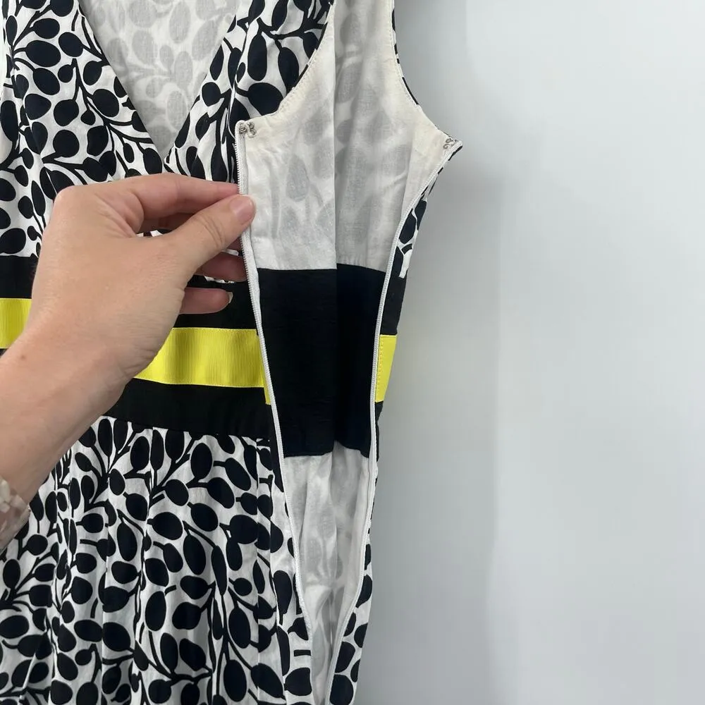 Van Heusen Y2K Babydoll Sleeveless Dress Sz 4 Preppy Office Leaf Midi Retro Mod - Image 8