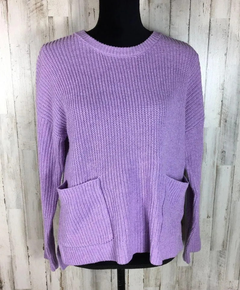 Melloday 2 Pocket Pullover Knit Sweater Wool Lilac - Image 2