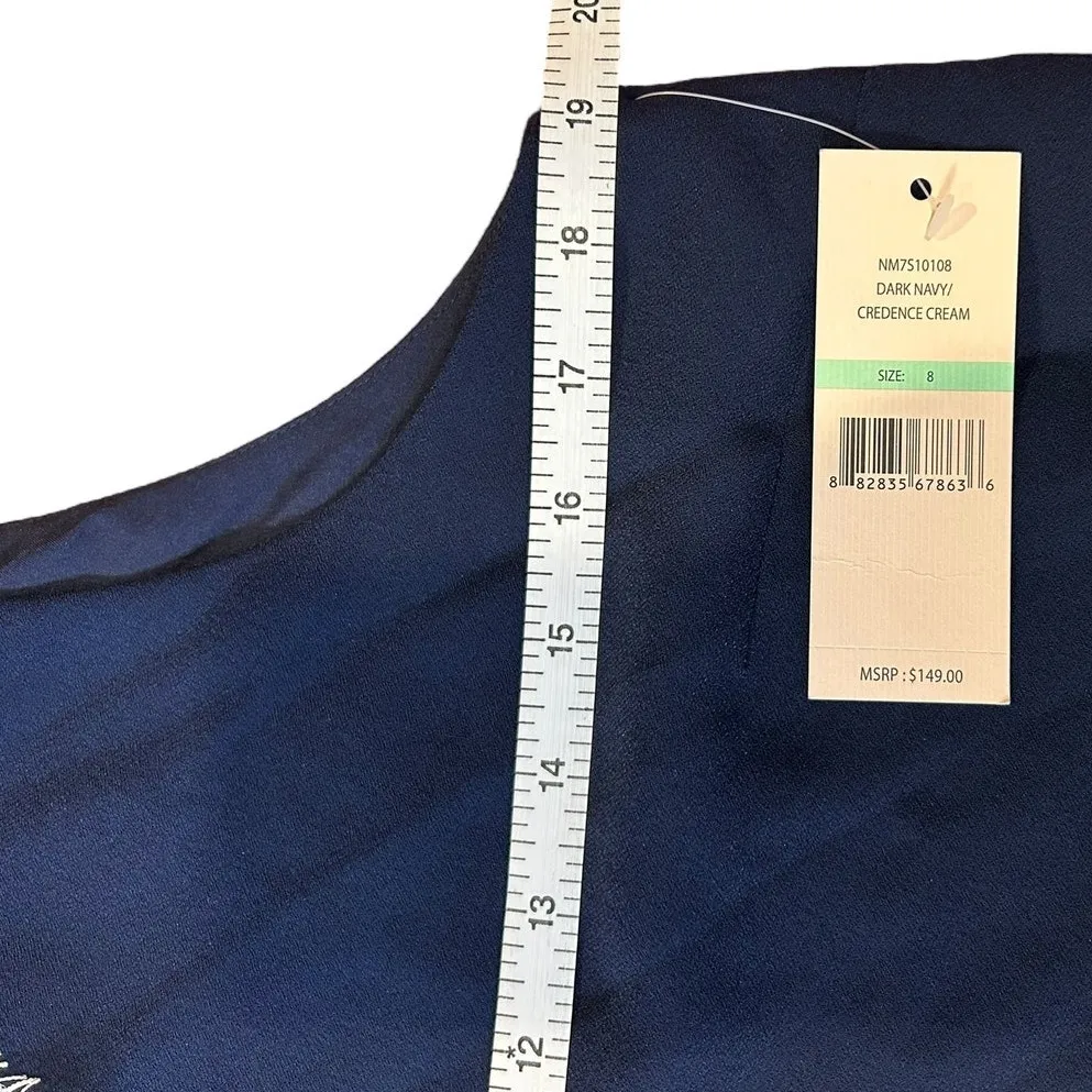 NWT NANETTE LEPORE Navy Cream Sleeveless Lace Collar Babydoll Shift Twee Dress 8 - Image 7