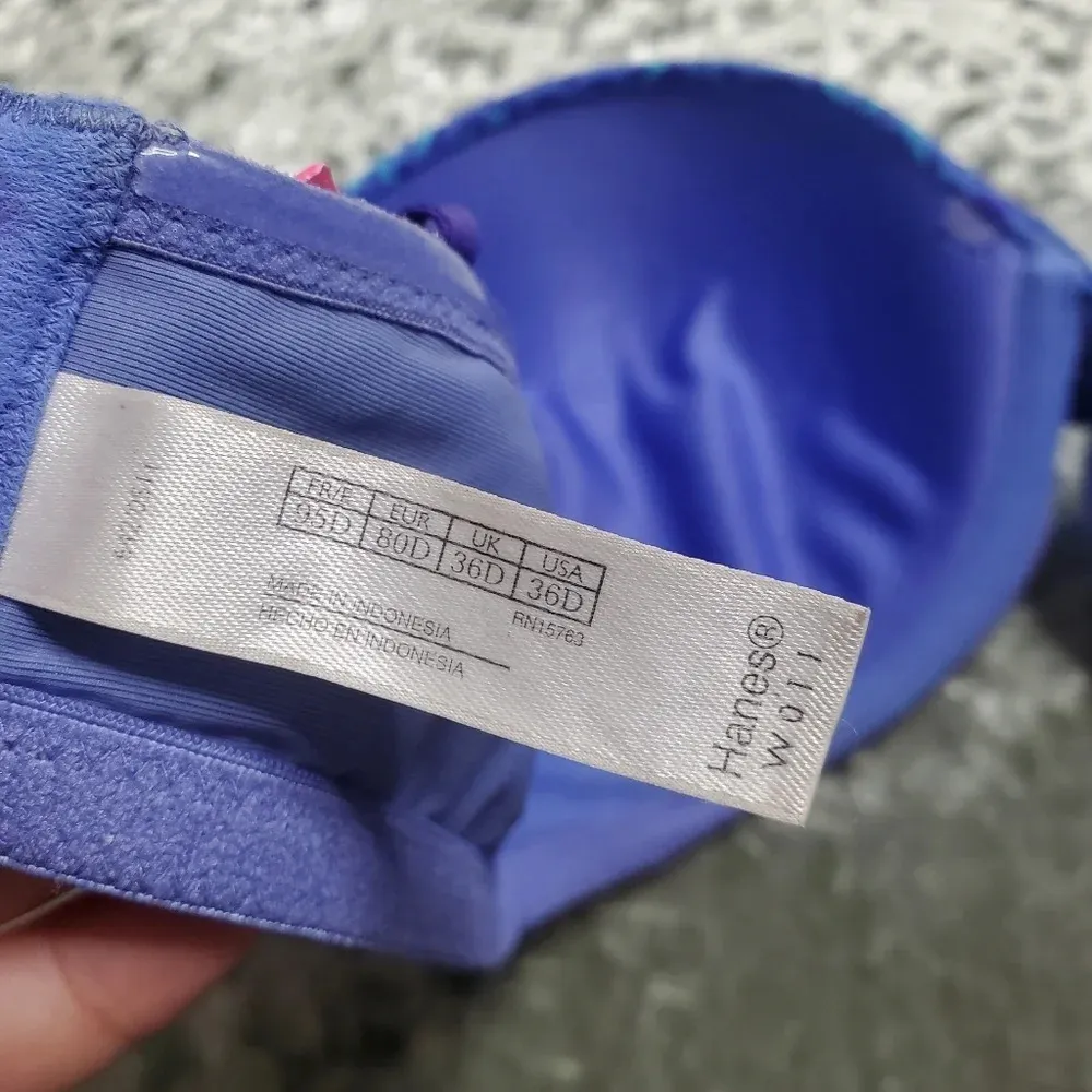 Hanes Purple/Blue Leopard Print Bra - Image 3