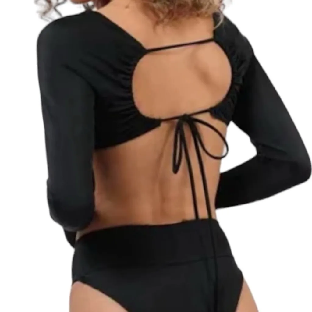 Free People REVOLVE We Are Hah Keep It Open Long Sleeve Open Back Top RED Small - Image 3