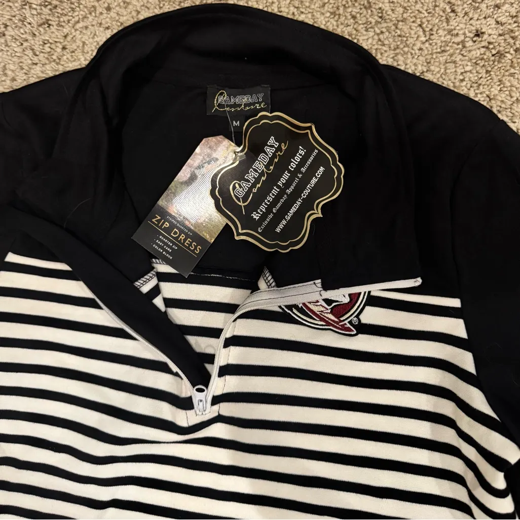 Gameday Couture FSU Seminoles Zip Dress M Black White Stripe College Football Size M - Image 4