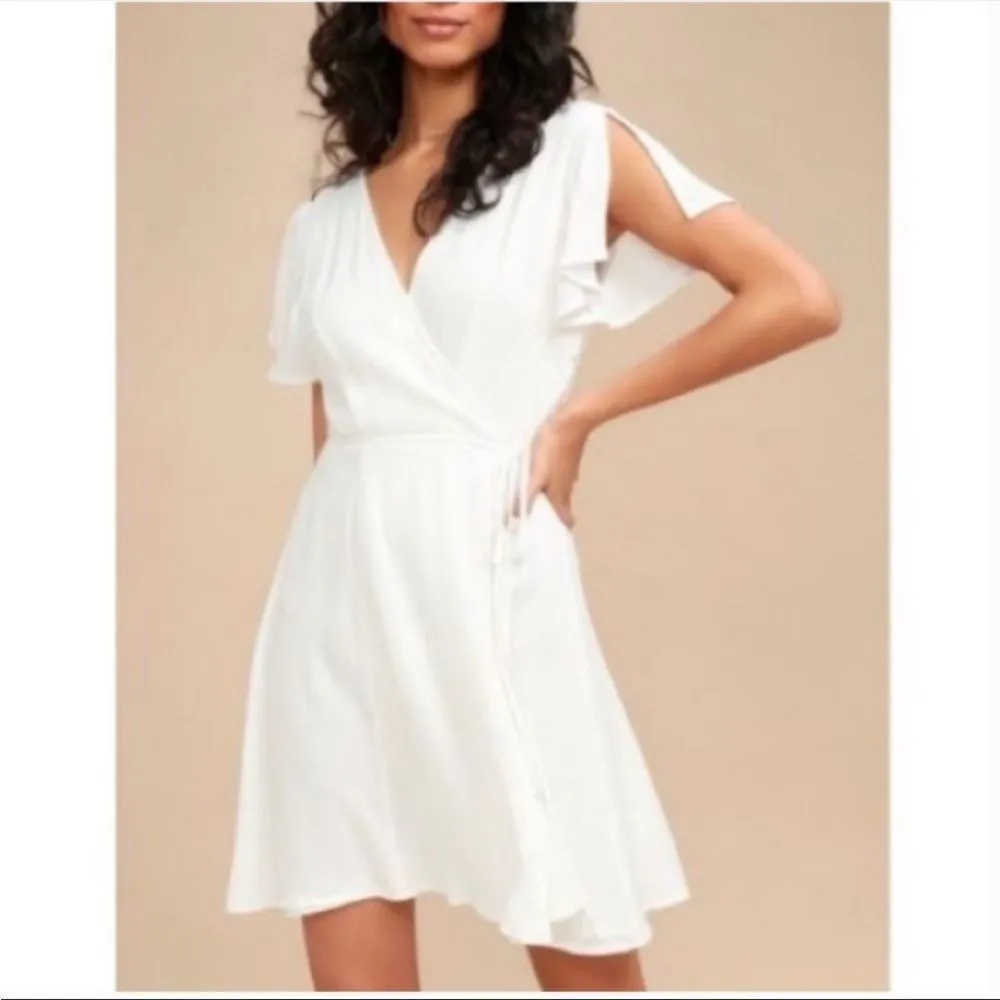 NWT lulus white wrap dress L - Image 3