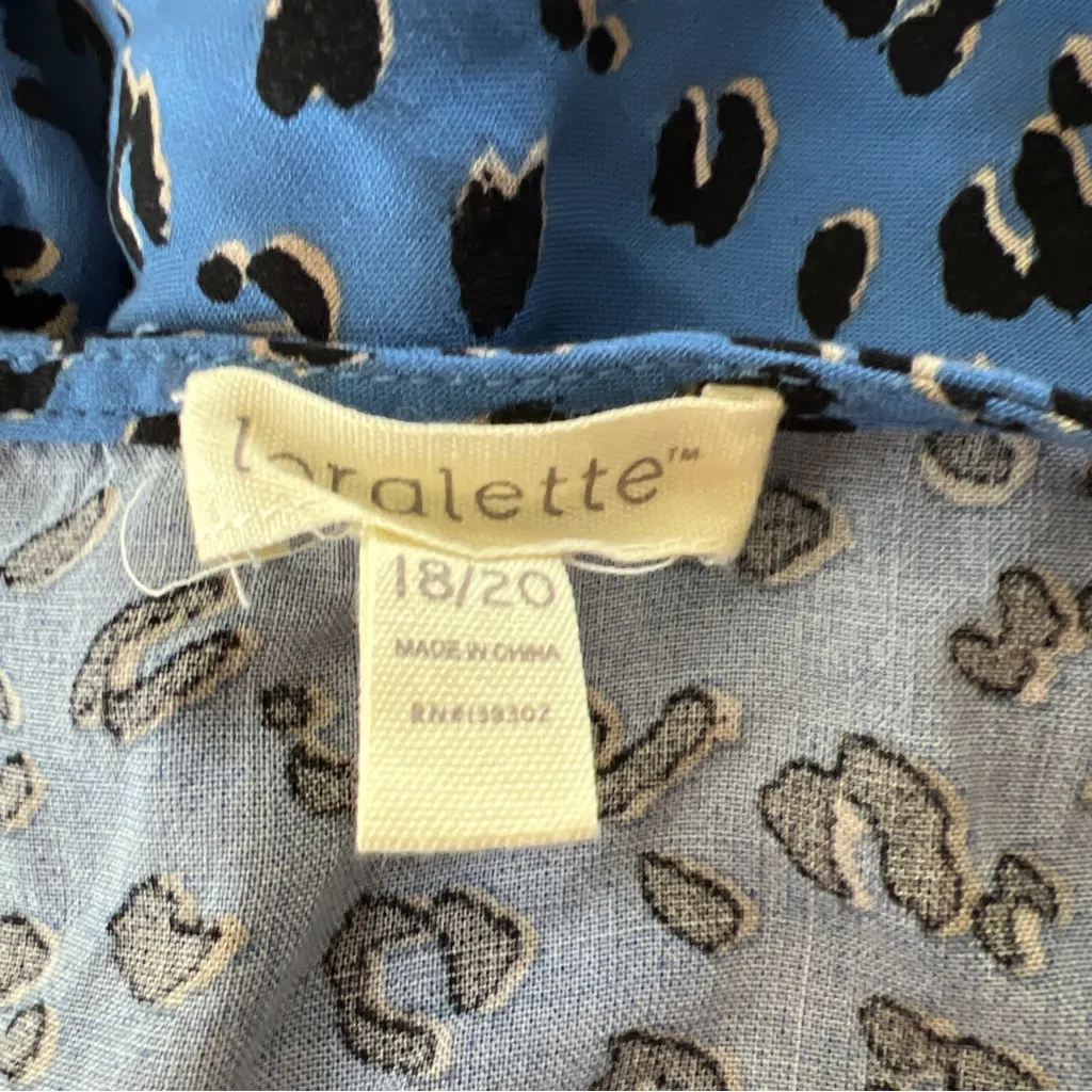 Loralette Maxi Dress Blue Cheetah Print Geometric Print Tiered 3/4 Sleeve Size undefined - Image 7