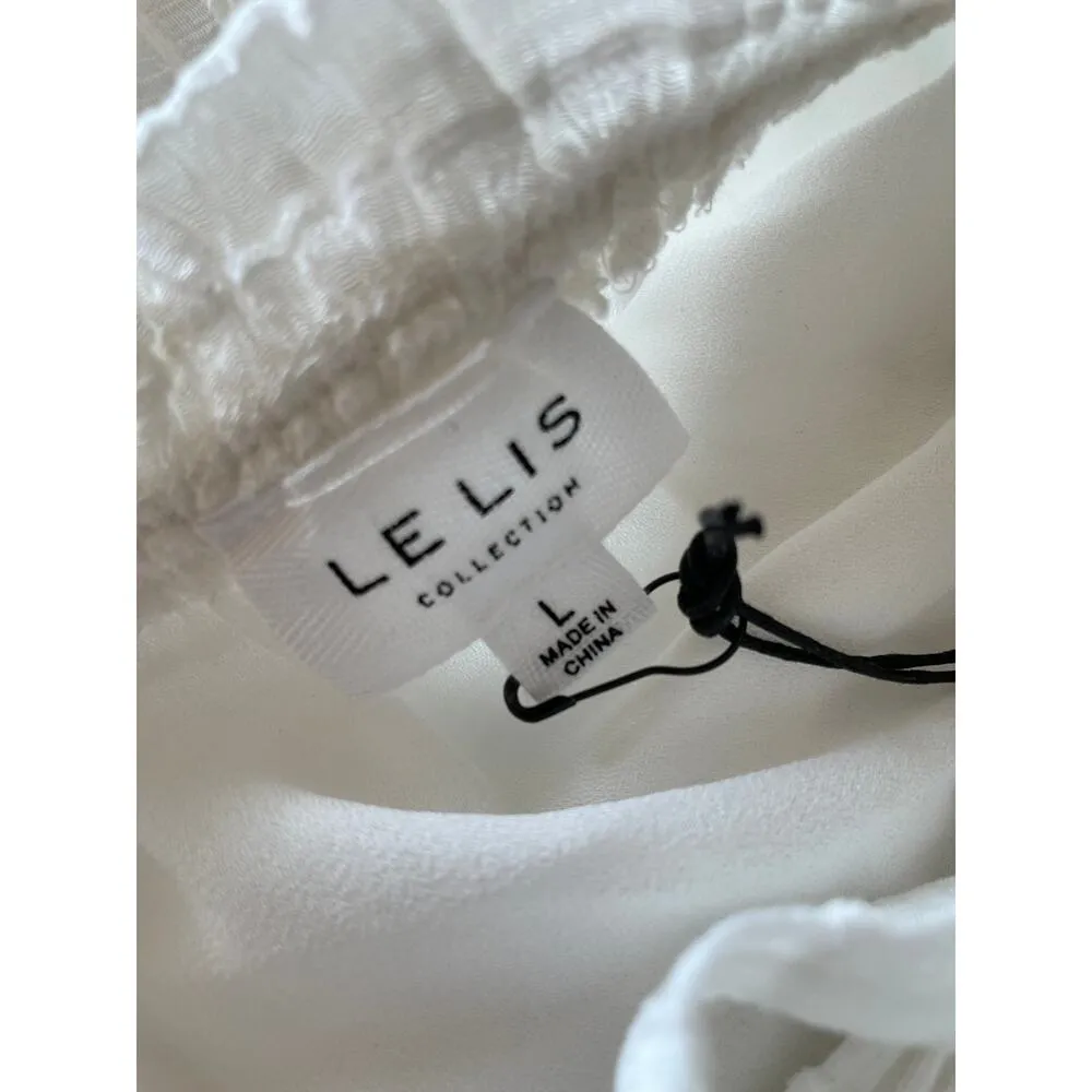 Le Lis White Ruffled Tie Tiered Lined Sleeveless Square Neck Tank Top - Image 8