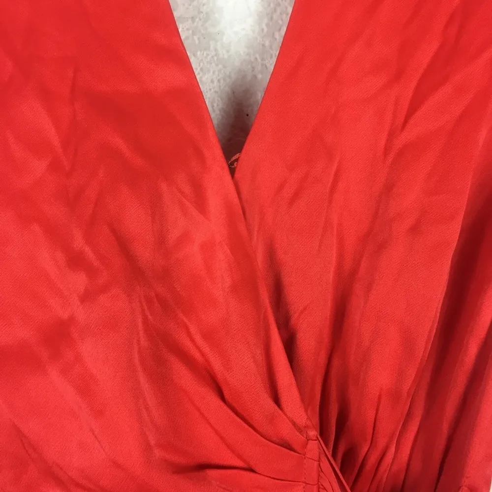 Anthropologie Maeve Open-Back Satin Wrap Midi Dress Orange Small - Image 10