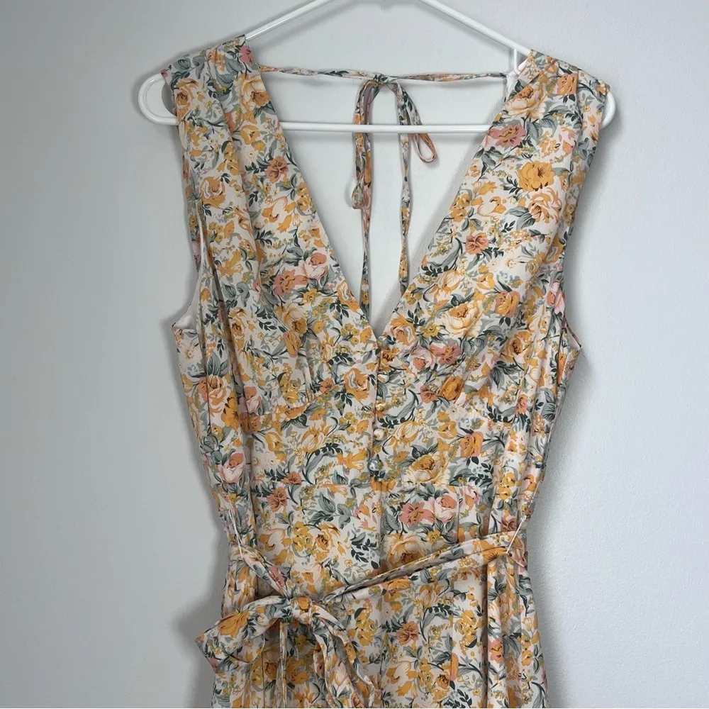 Lulu’s Watching the Blooms Yellow Floral High-Low Midi Dress Size Medium - Image 3