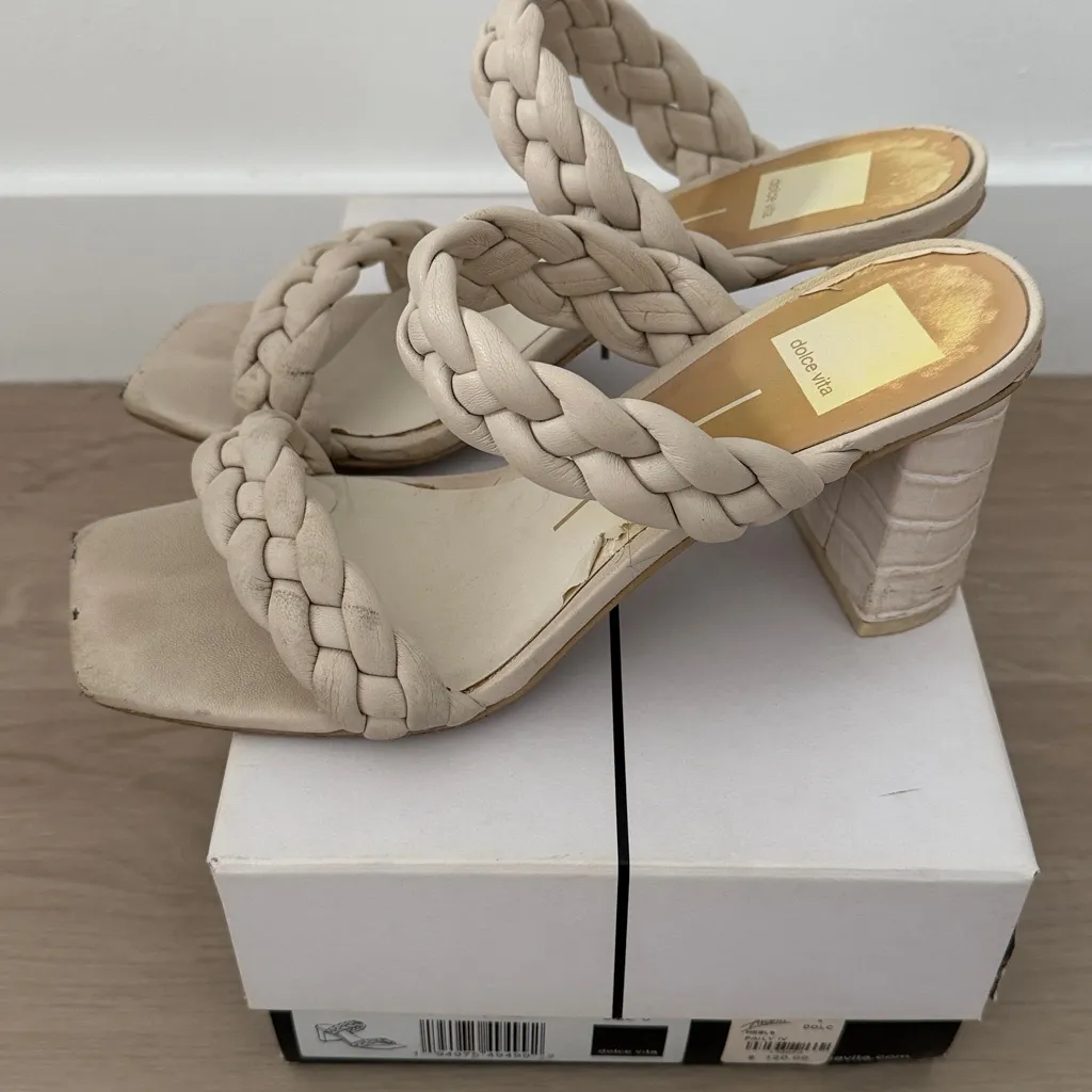Dolce Vita Braided Stella Ivory Heels Size 8 - Image 6