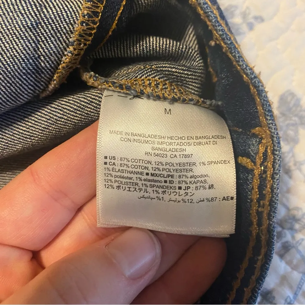 Blue Jean Dark Wash Crop Button Up Jacket Size Medium - Image 8