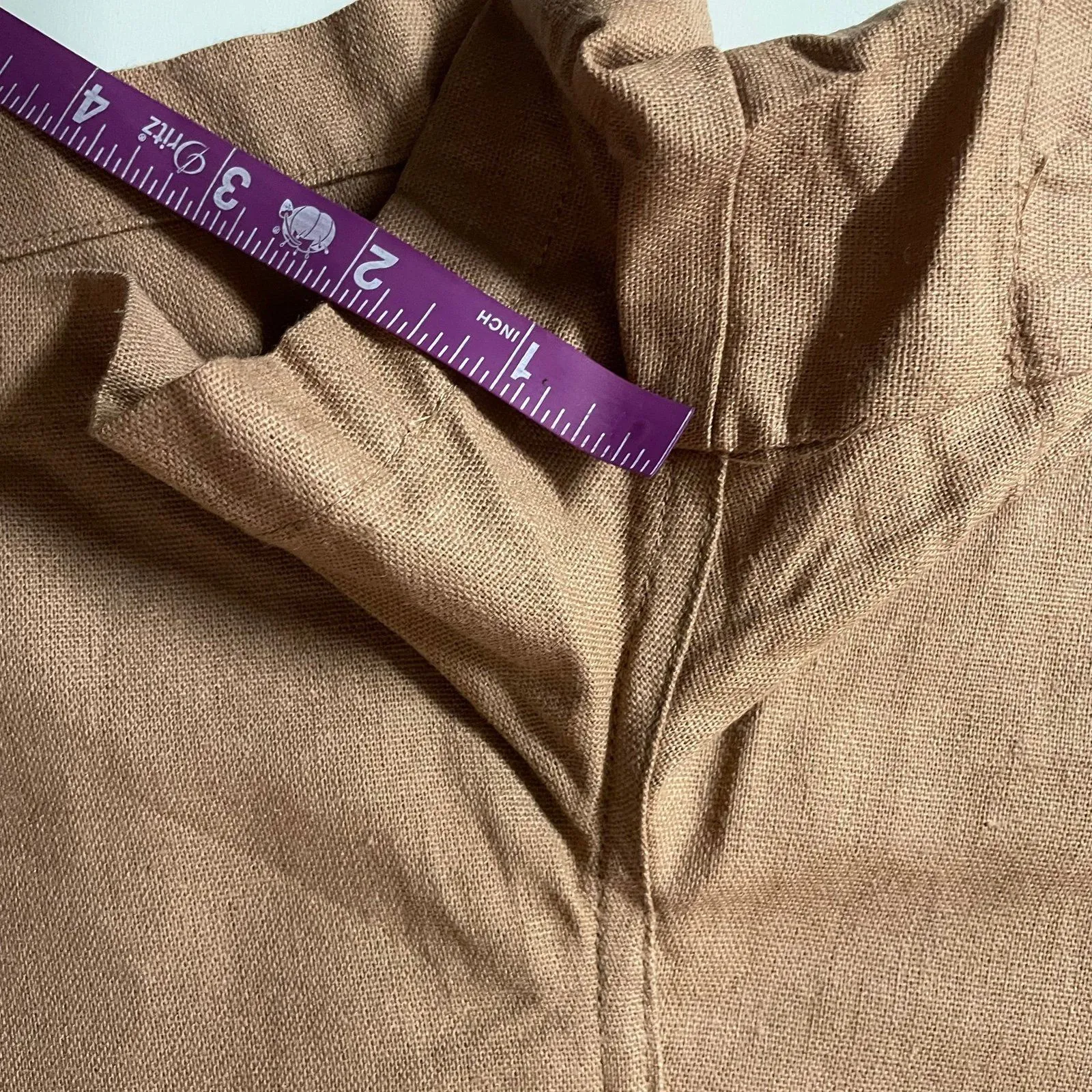 Urban Renewal UO Made from Vintage Fabrics Tan High Waisted Shorts Sz S EUC - Image 7