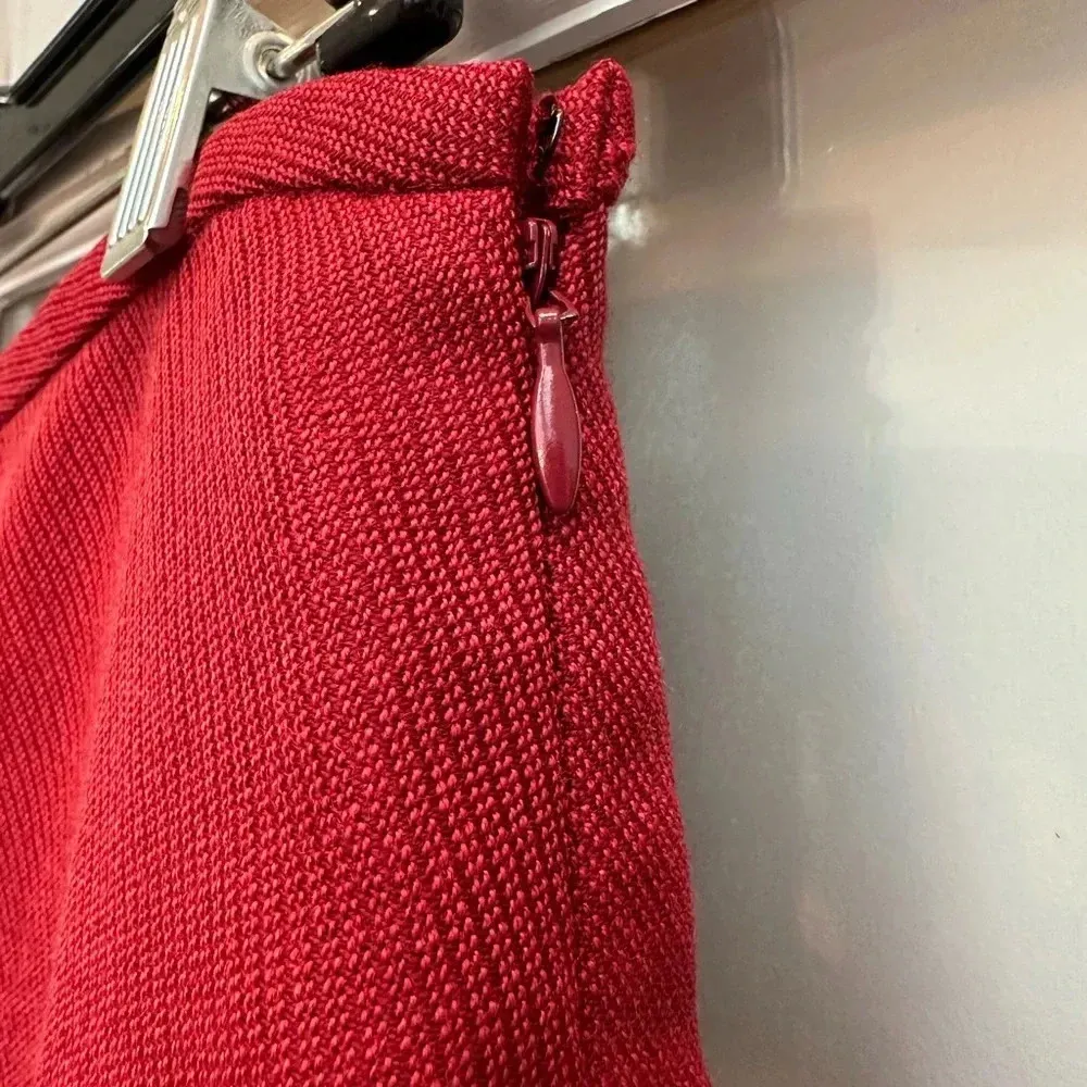 Ann Taylor LOFT 100% Wool Burgundy Floral Embroidered Beaded Pencil Skirt Size 8 - Image 6