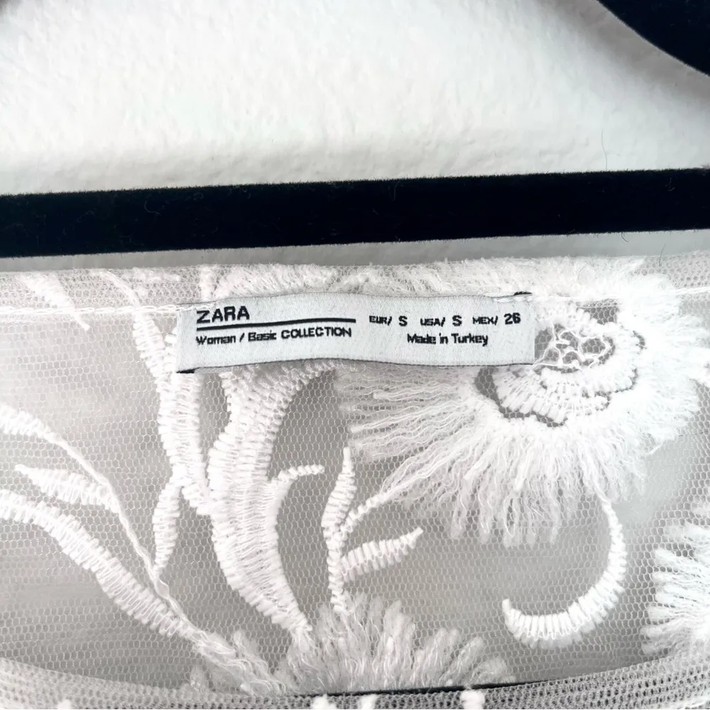 Zara White Sheer Floral Top - Image 6