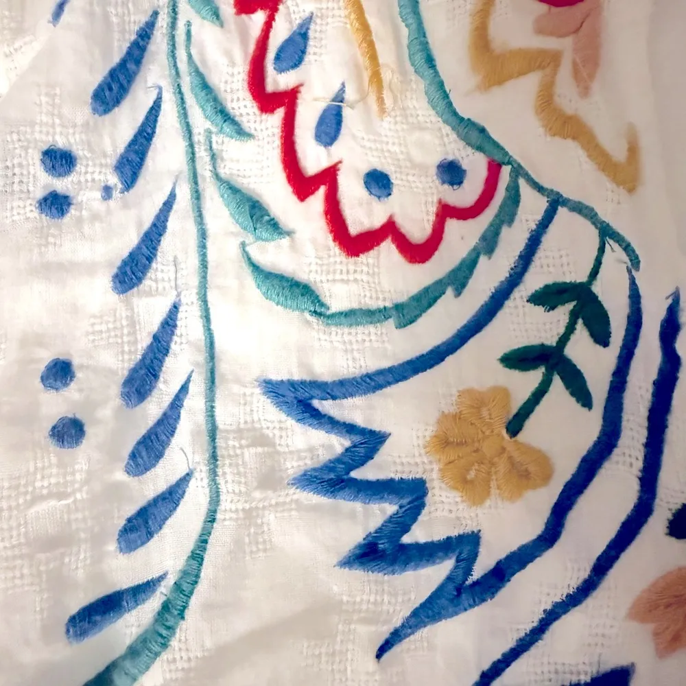 Anthropologie Forever That Girl Size S for Boho White Blouse with Embroidered - Image 9