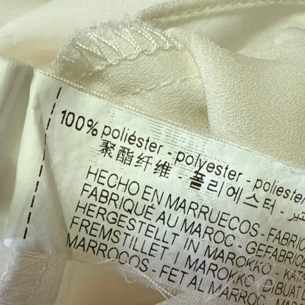 Zara White Silk Satin Long Sleeve Collared Button Down Shirt Blouse Top Size XS - Image 4