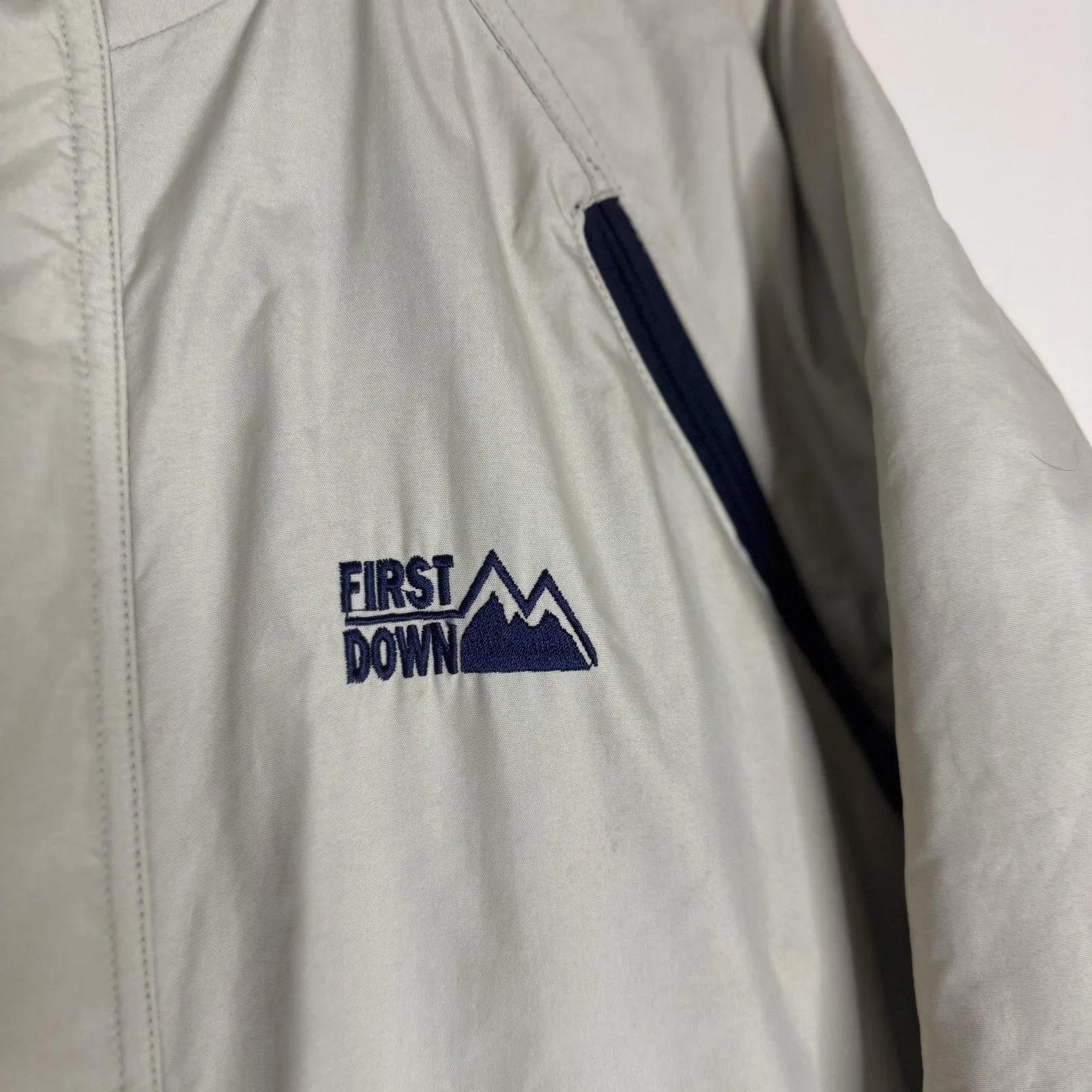 First Down Jacket Mens Medium Gray Hooded Parka Sixty - Image 3