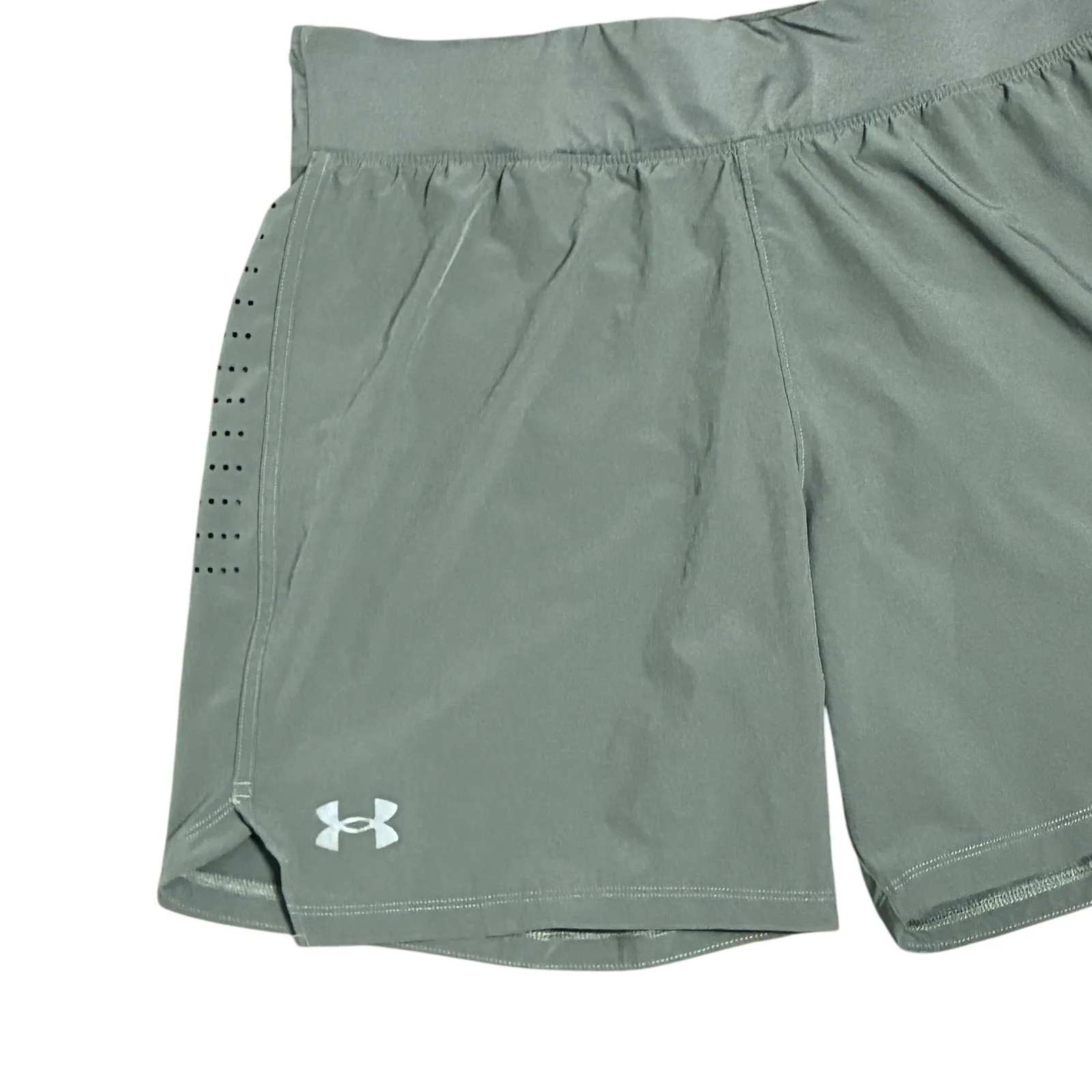 Under Armour HeatGear Fitted Women's Running Shorts Gray LG Athletic Gym Workout - Image 2