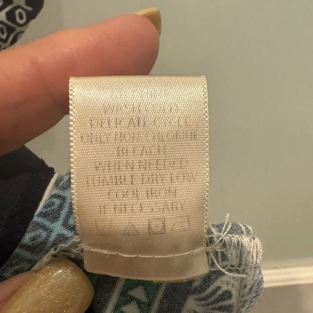 Max Studio Printed Shift Dress | Blue & Teal Border Print | Size M - Image 12