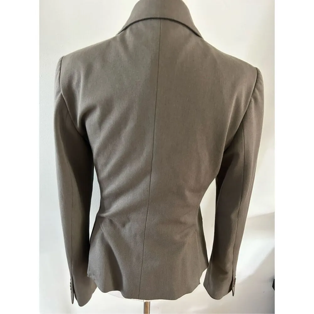 Express blazer classy stylish form fitting size 6 color is grayish olive green - Image 2