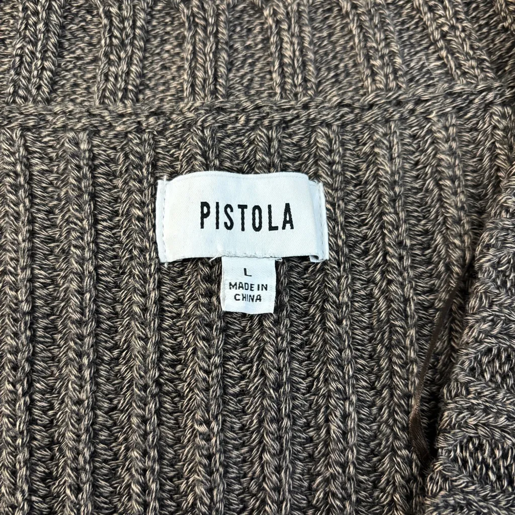 Pistola  Drea V Neck Sweater Asymmetrical Chunky Chocolate Brown Large - Image 6