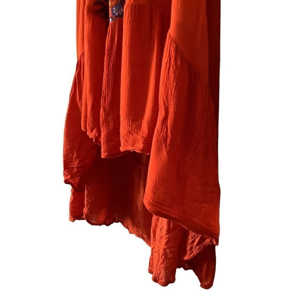 Bohemian Strapless High Low Maxi Dress by Cost Plus World Market Orange - Image 4