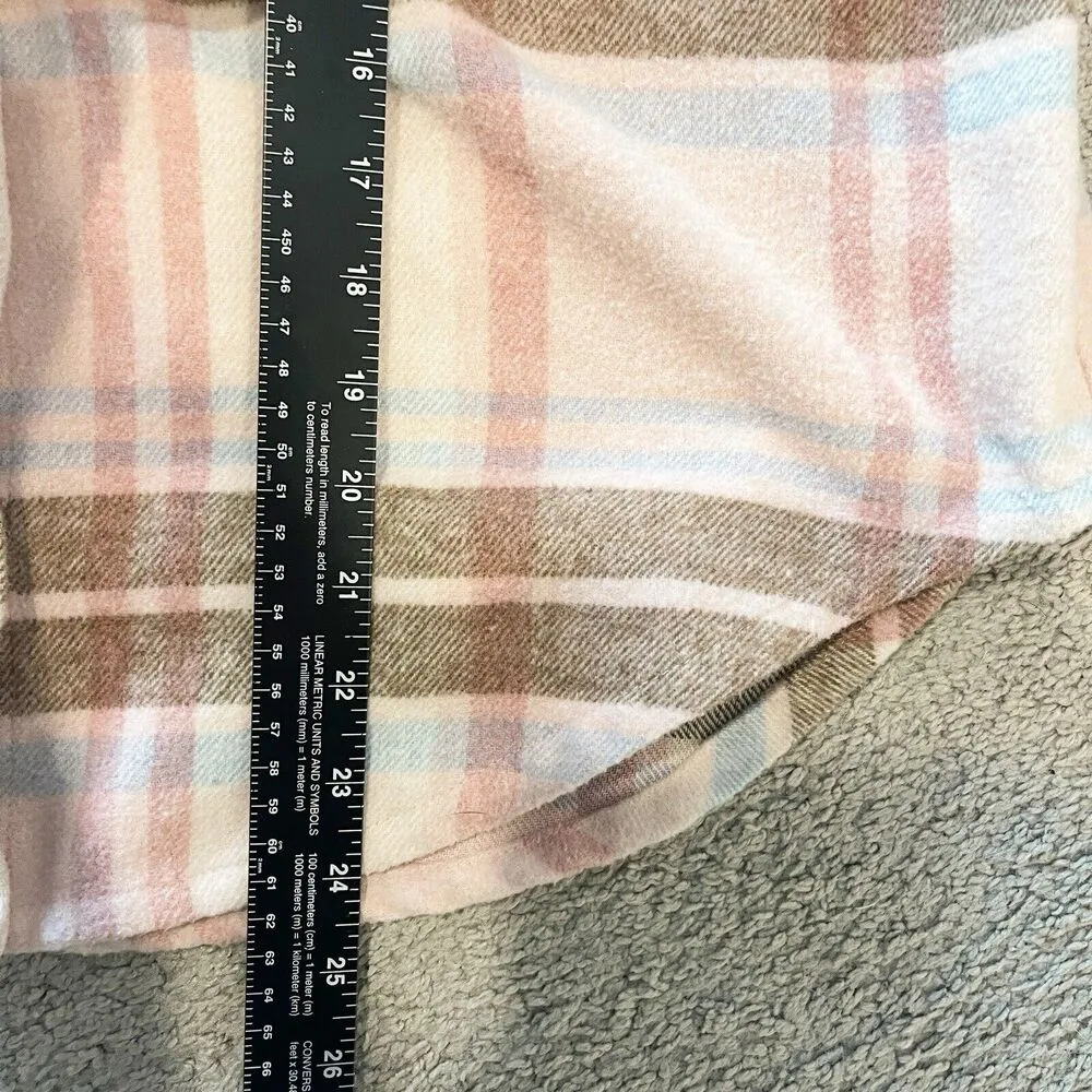 Barbie Jacket Womens Small Pink Plaid Shacket Flannel Graphic Cozy Travel Holida - Image 12