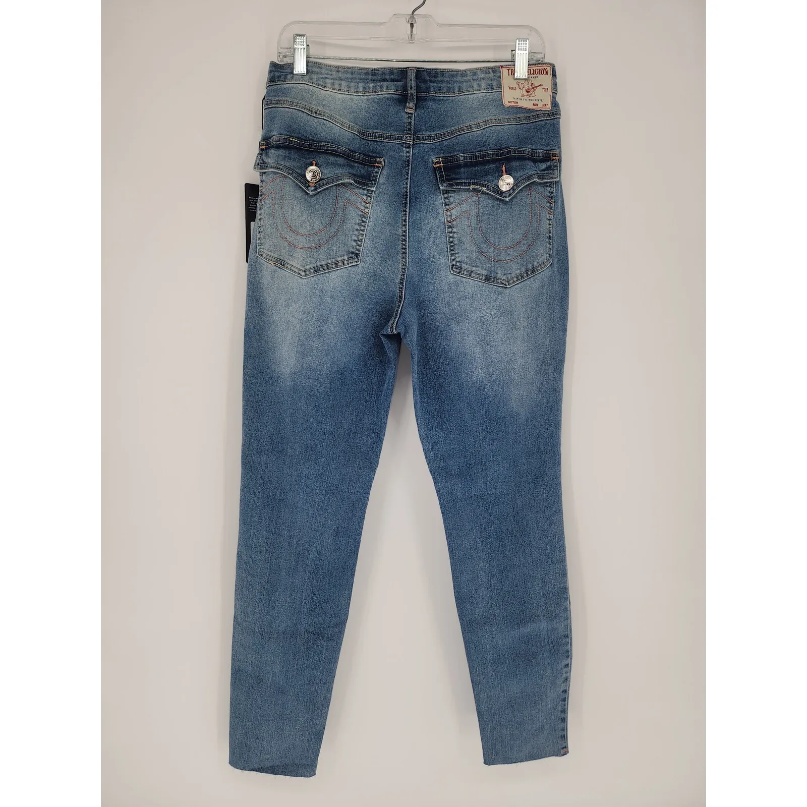 True Religion Halle Flap Skinny Raw Jeans - Medium Cloudless Wash Size 31 - Image 4