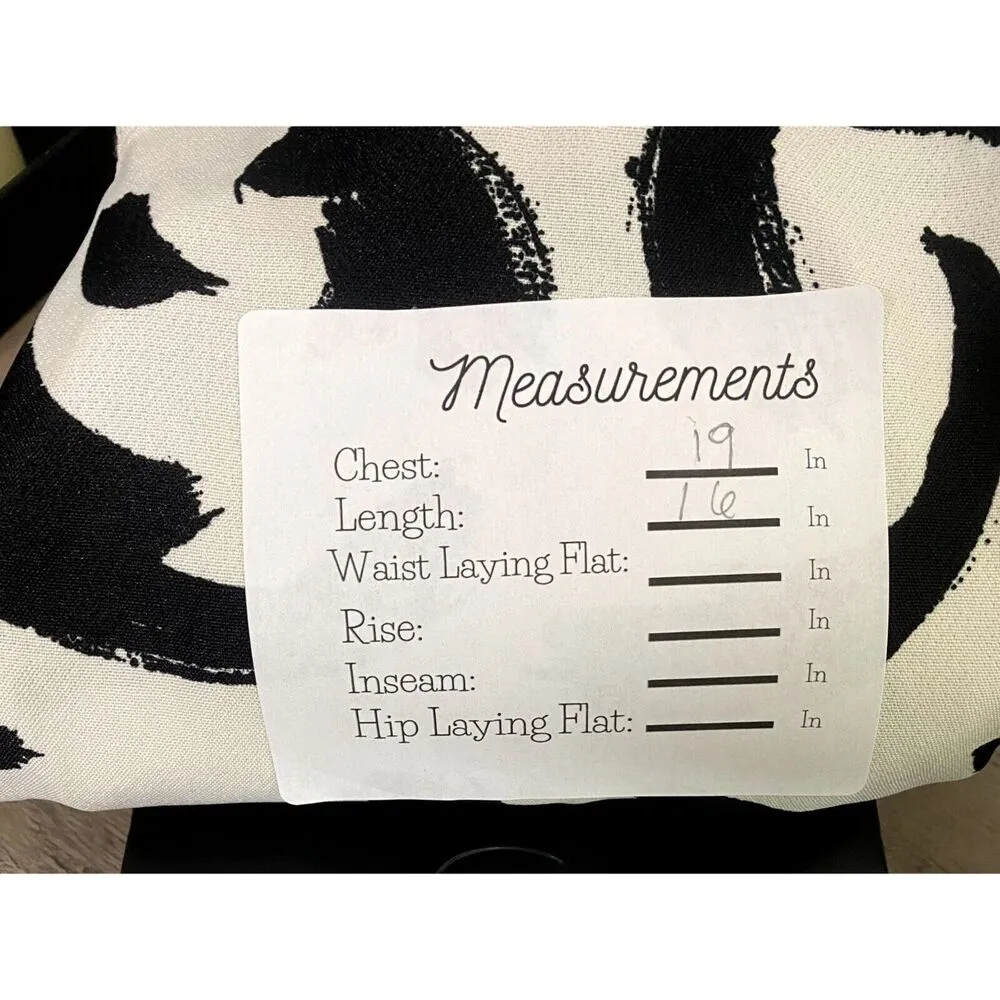 Zara Abstract Paint Stroke Boxy Blouse Short Sleeves Zip Up Back XS Black White - Image 8