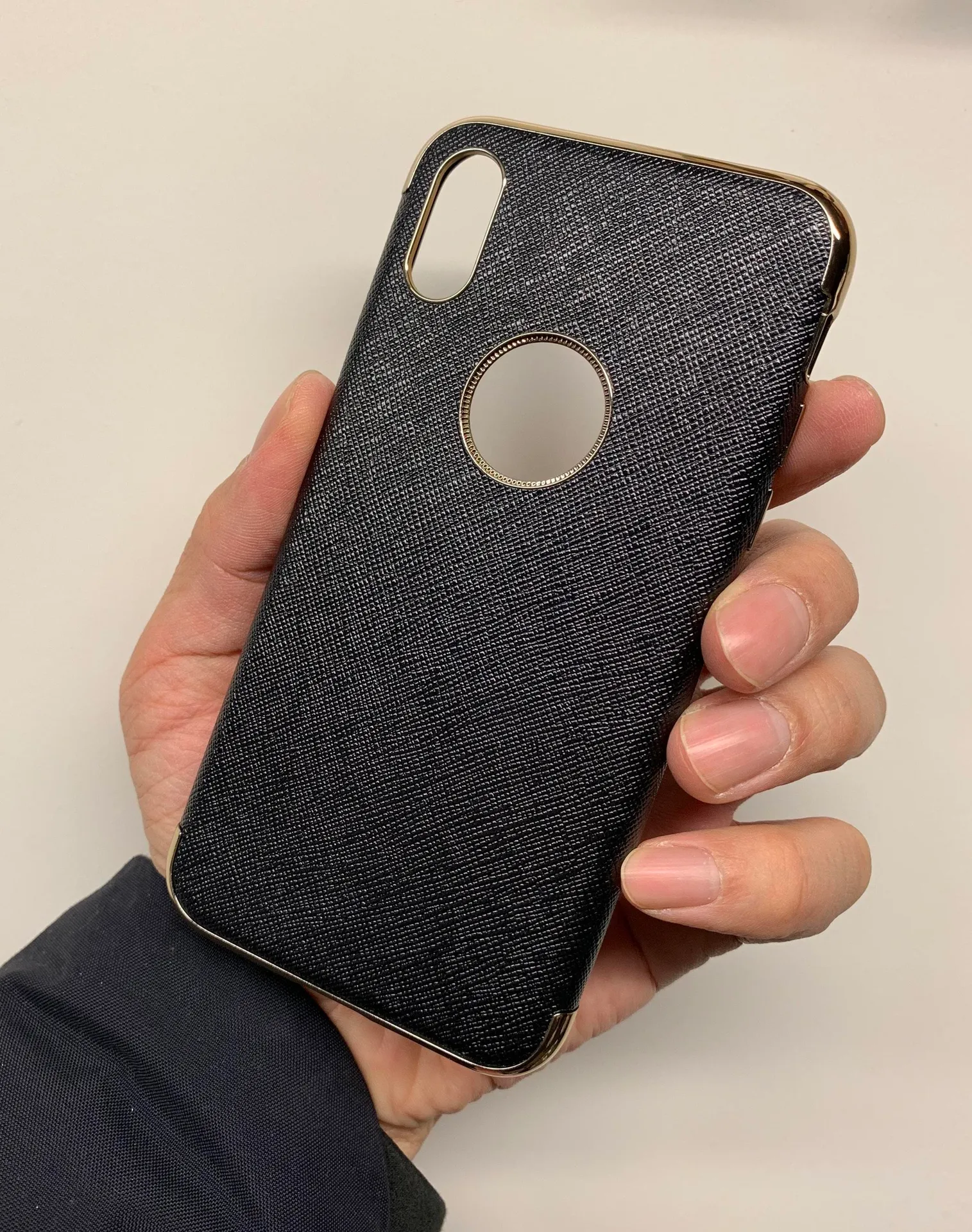 iphone Xs&X Fashion Leather Shock Resistant Protective Case Black - Image 2