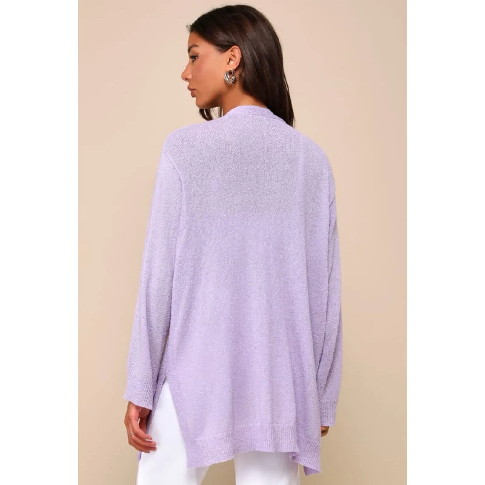 Lulus Comfy Memories Lavender Knit Open - Image 3
