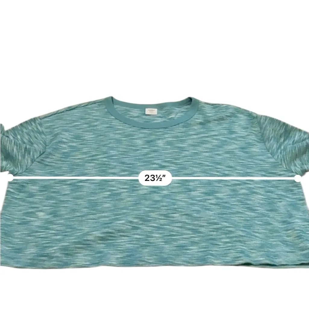 Aritzia Sunday Best Blue Green‎ Space Dye Long Sleeve Cropped Top Sz L Size L - Image 6