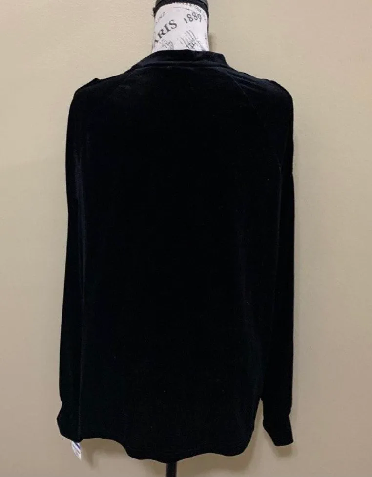 Black Velour Cold Shoulder Top - Image 5