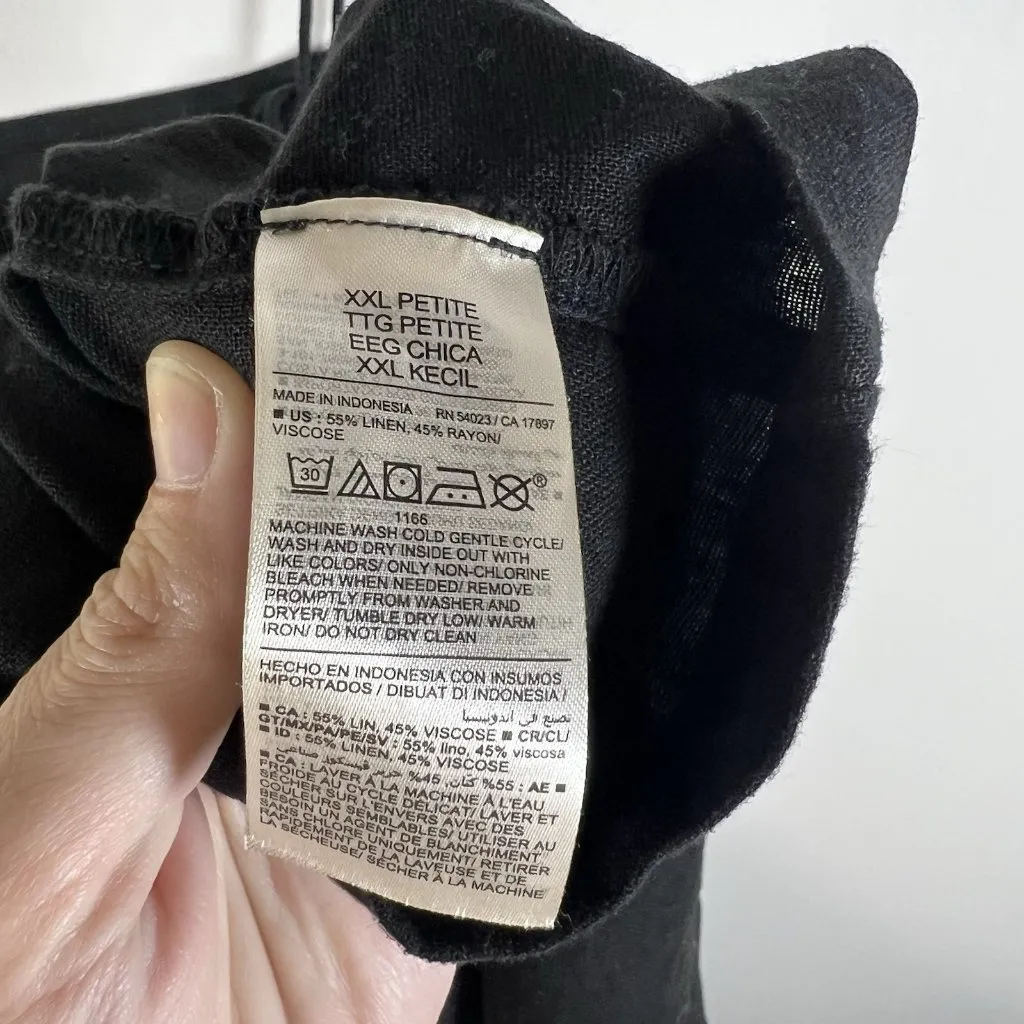 NWT Old Navy‎ Size XXL Petite Black Linen Blend Spaghetti Strap Summer Sun Dress - Image 8