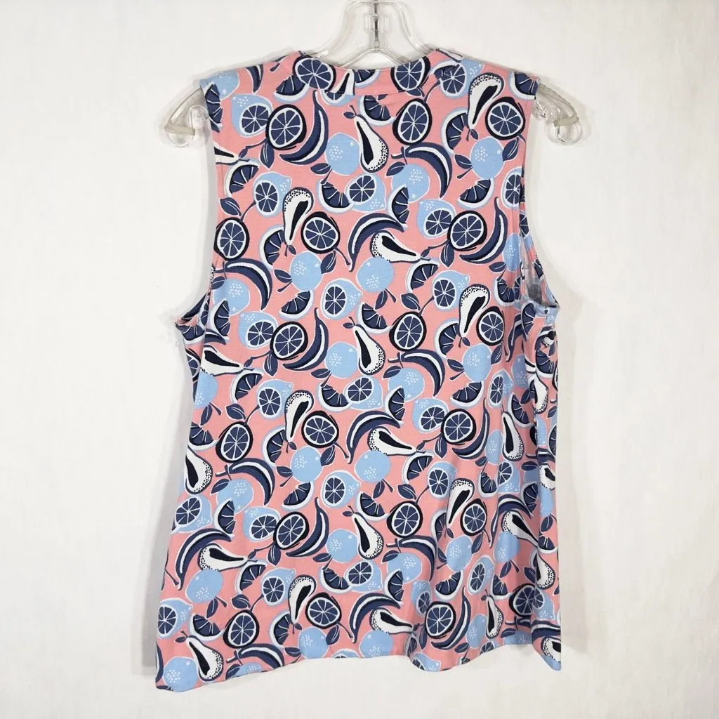 Crown Ivy Large Tank Top‎ Crochet Trim Kurta Top Pink Blue Sleeveless Fruit 1246 - Image 4